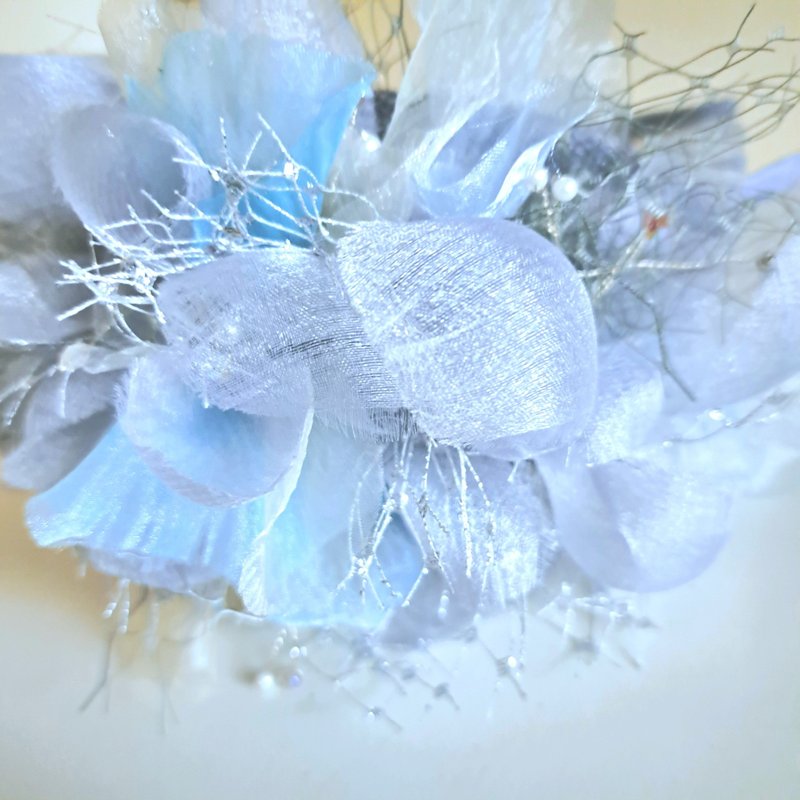 浪漫纱花手工发箍系列-PRIMULA-冰蓝 - 发带/发箍 - 其他材质 蓝色