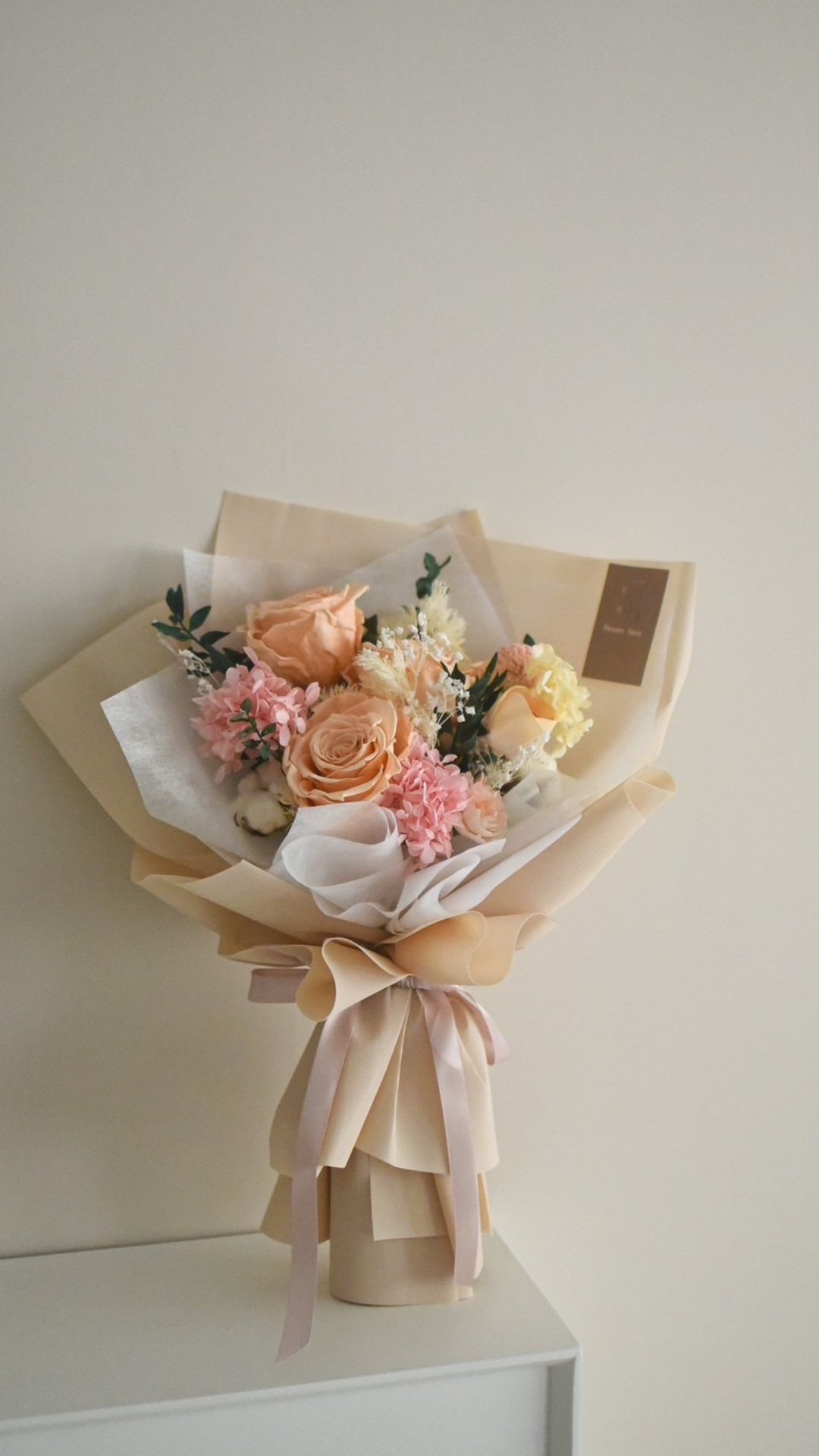/蜜瓜色玫瑰花束/永生花 干燥花 情人节 七夕 教师节 生日花 - 干燥花/捧花 - 植物．花 橘色