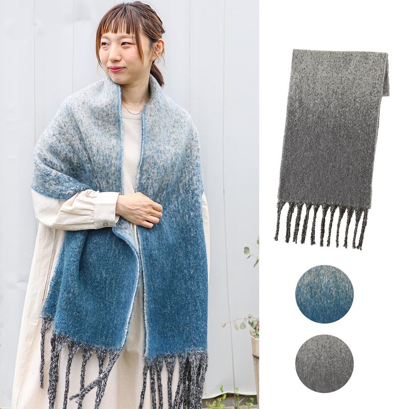 【预订】蓝灰渐变色围巾 - 围巾/披肩 - 聚酯纤维 透明