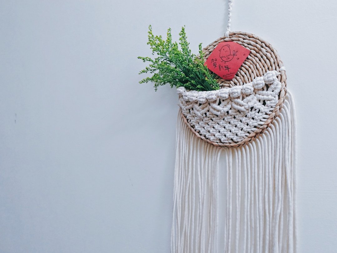 蒲草 编织 挂饰 Macrame WallHanger - 摆饰 - 棉 白色