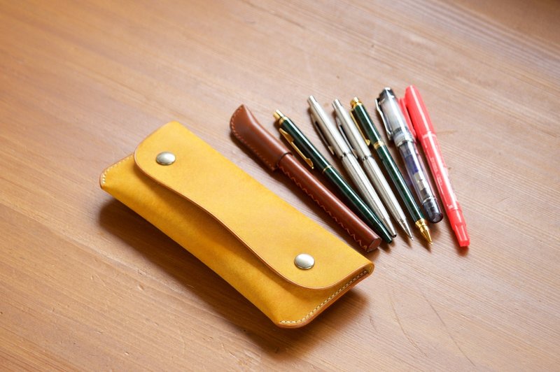 Yellow Pen Case - 铅笔盒/笔袋 - 真皮 黄色