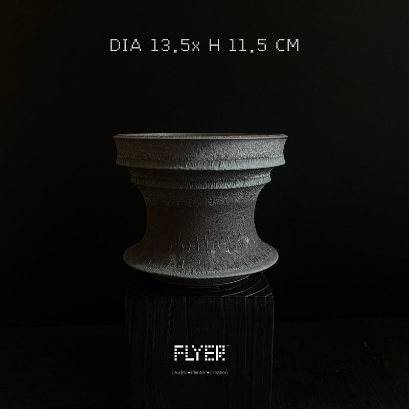 FLYER 块根多肉植物陶盆器 龙舌兰象牙宫象足漆树盆器 - 花瓶/陶器 - 陶 黑色