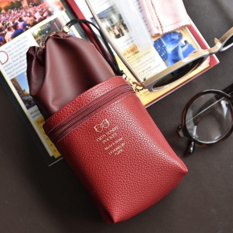 太阳眼镜双层收纳束口袋-博根地红,PPC94645 - 其他 - 人造皮革 红色