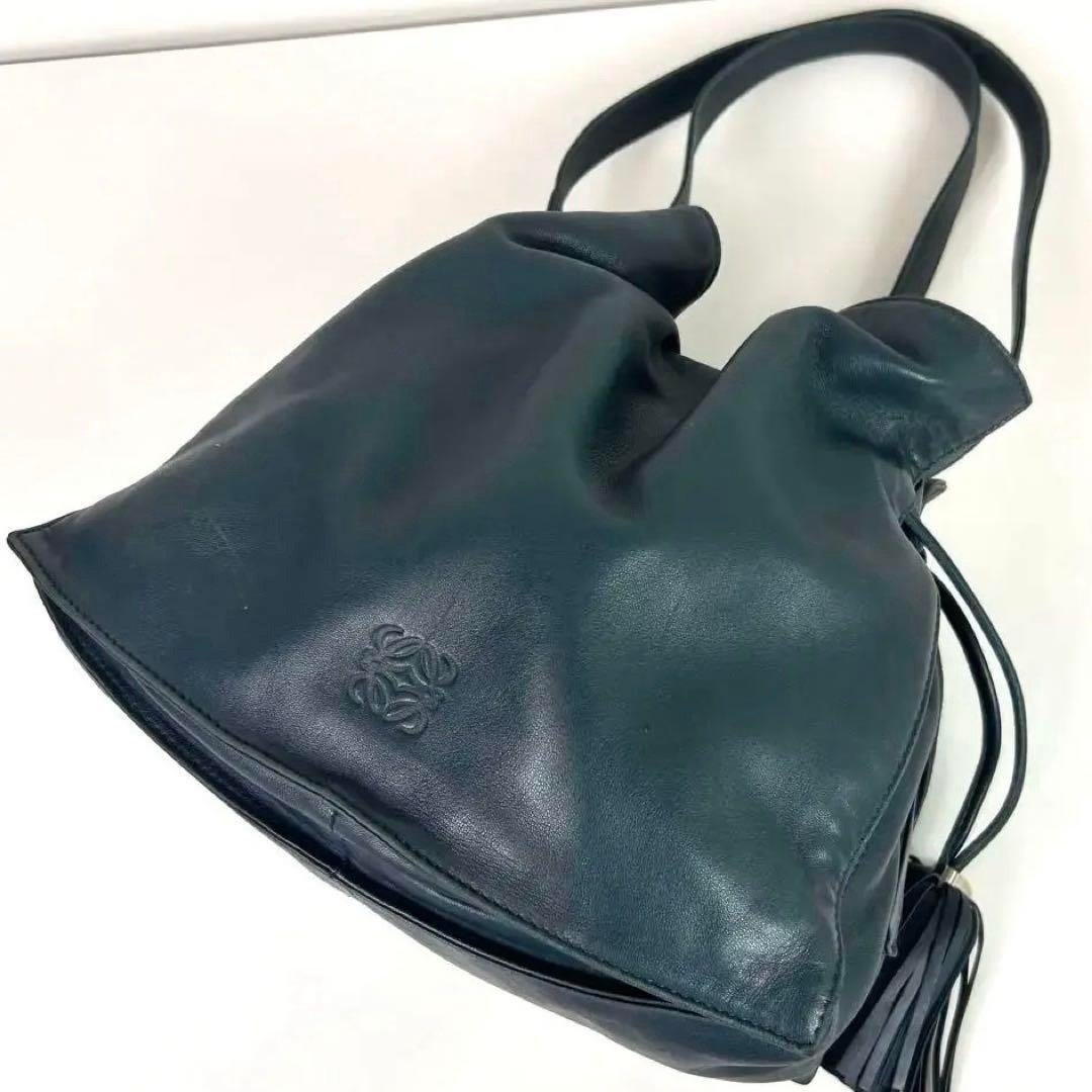 古董包 Loewe Flamenco流苏中古包 单肩包 皮革包 斜背复古二手包 - 侧背包/斜挎包 - 真皮 蓝色