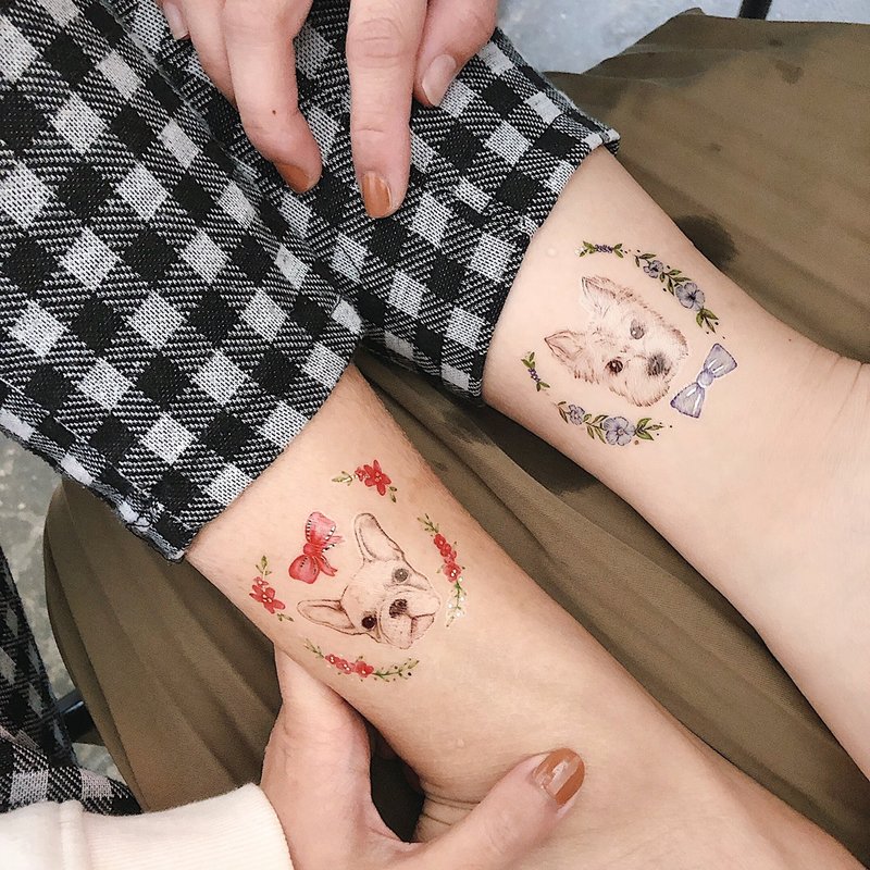 素描狗 -2入纹身贴纸 原创手绘设计 - 纹身贴 - 纸 黑色