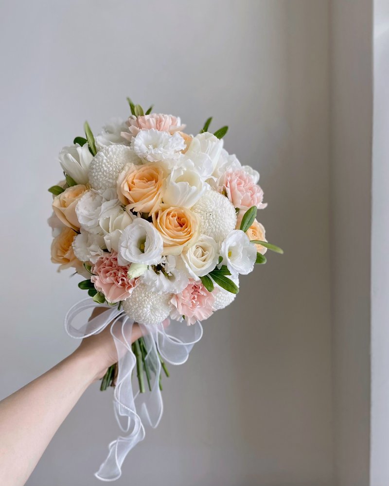 【鲜花】香槟白粉色圆形鲜花捧花 - 其他 - 植物．花 橘色