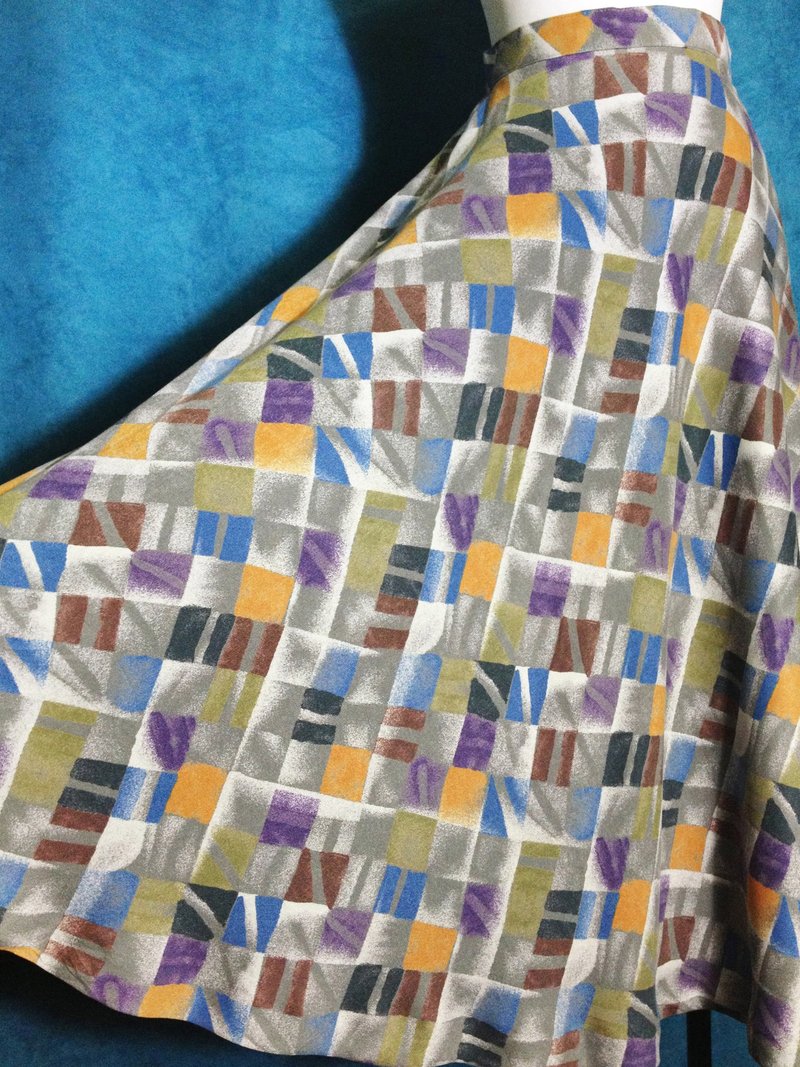 乒乓古着 [ 古着裙/ 艺术色块大裙摆古着裙 ] 国外带回 VINTAGE - 裙子 - 聚酯纤维 多色