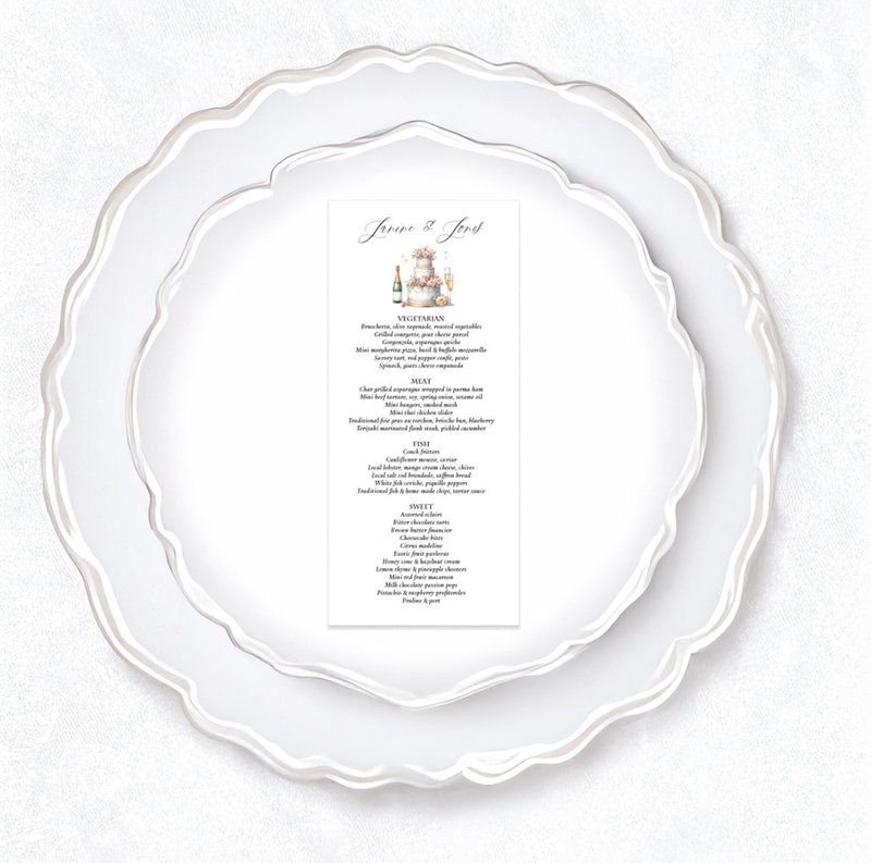 定制化 婚礼活动 菜单订制 - 喜帖 - 颜料 白色