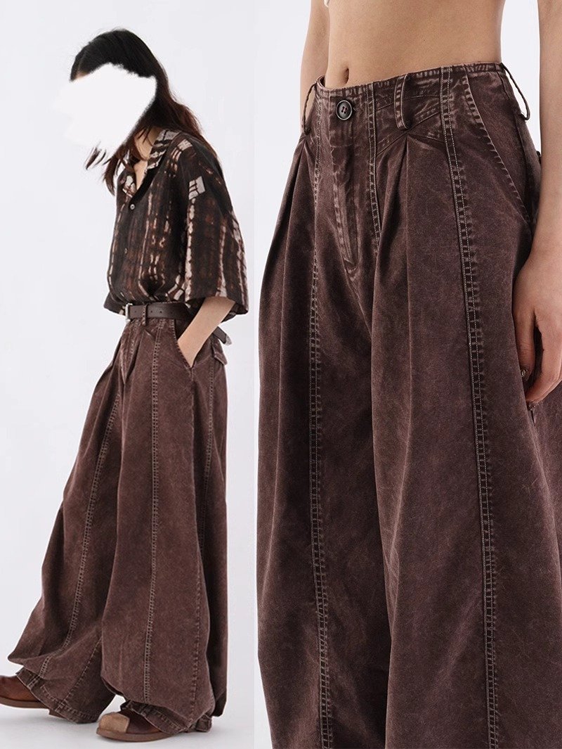 复古日系 灯笼裤 阔腿牛仔宽松长裤 - 中性裤装 - 棉．麻 
