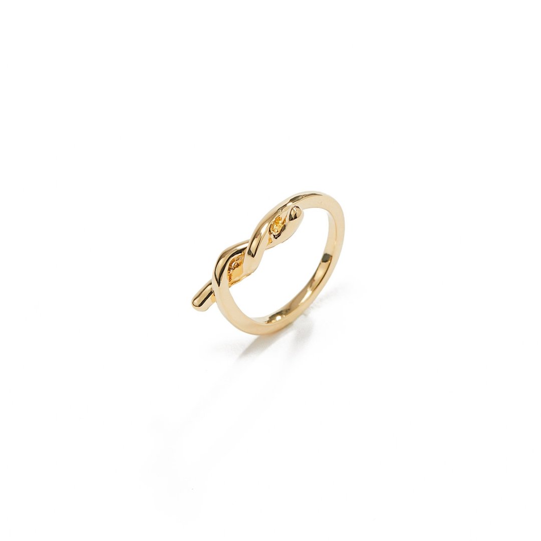 简约单结尾戒 925银厚镀18K金 Simple Helix Ring - 戒指 - 纯银 金色