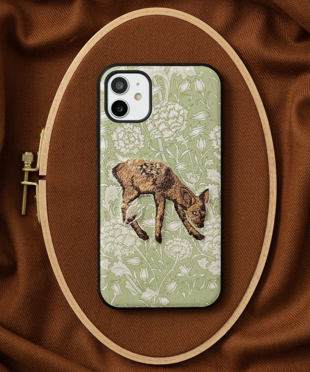 3D 刺绣智慧型手机保护壳 iPhone12 PU 皮革 William Morris 猫动物 04:NAG1357 - 手机壳/手机套 - 塑料 多色