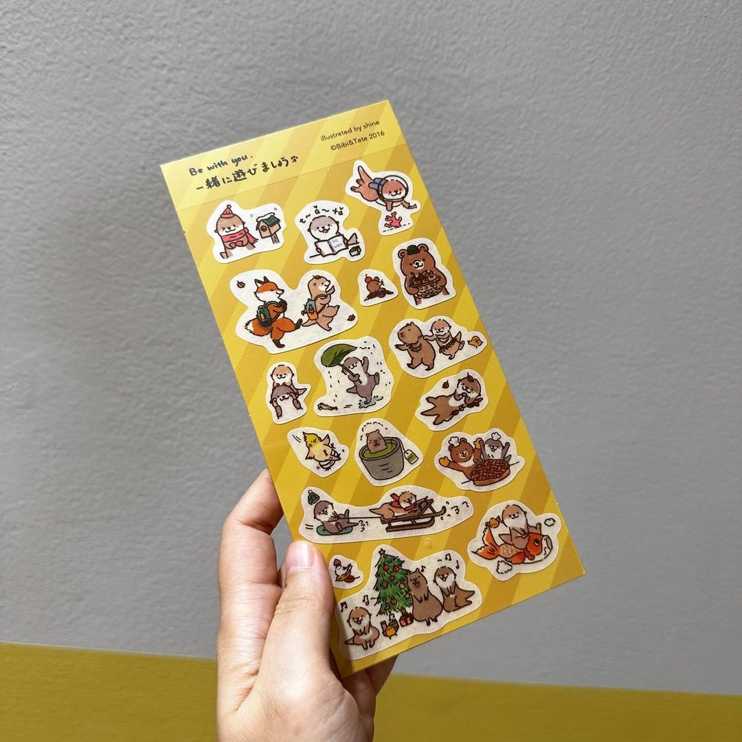 Shine原创可爱水獭和小动物和纸贴纸 - 贴纸 - 纸 