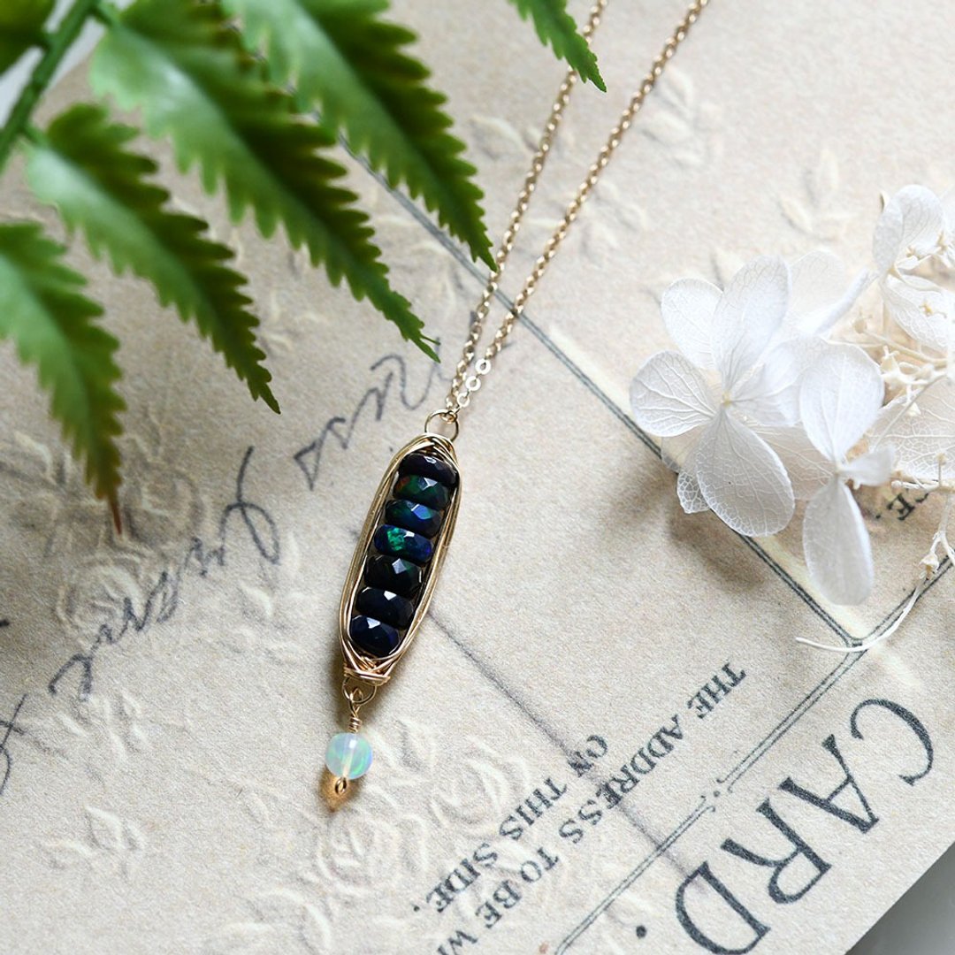 high qualit Ethiopian Welo Opal Fairy Stone symbolizing happiness and hope Lucky 7 Black opal necklace October birthstone - 项链 - 宝石 