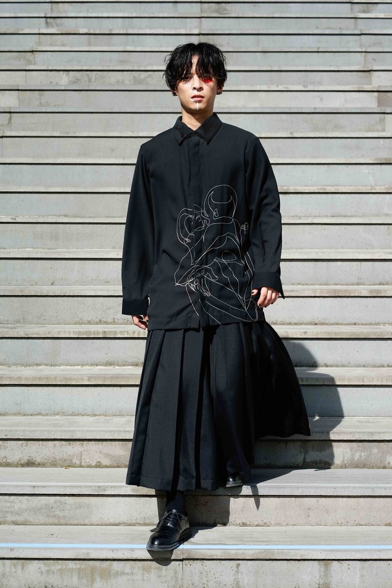 20SS 变化领型拥抱衬衫 - 中性连帽卫衣/T 恤 - 聚酯纤维 黑色