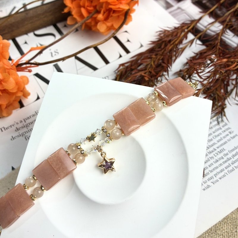 原创设计 橙光星愿 天然水晶手链| 橙月光 施华洛水晶|能量手链 - 手链/手环 - 水晶 橘色