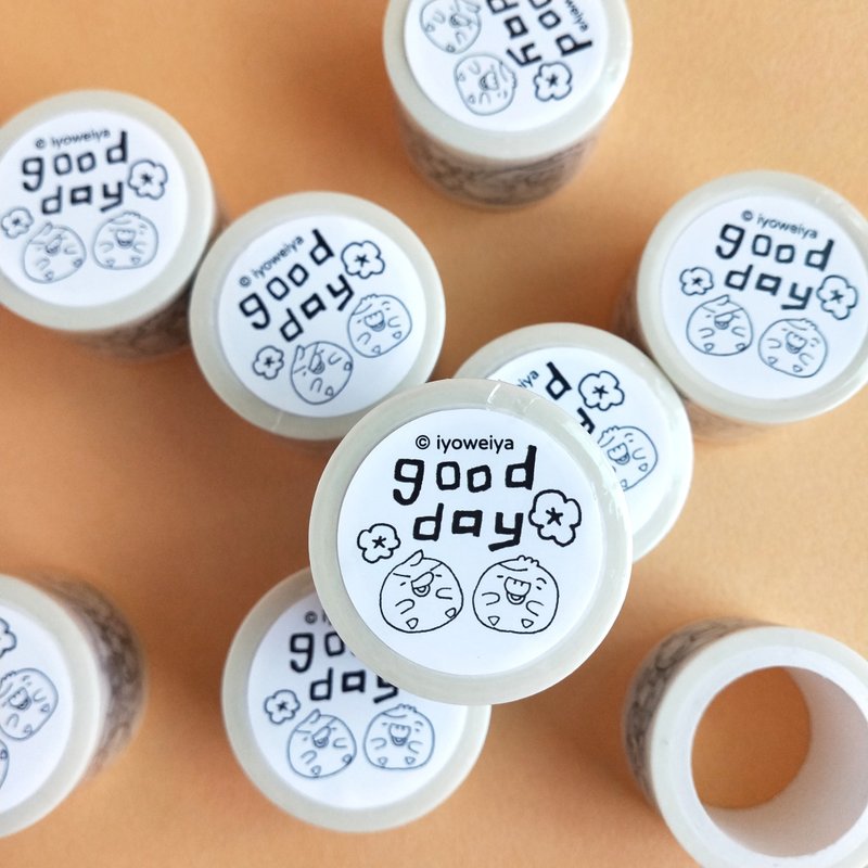 【和纸纸胶带】Good Day鸭子兄弟 - 宽2.5 x 5米 - 纸胶带 - 纸 白色