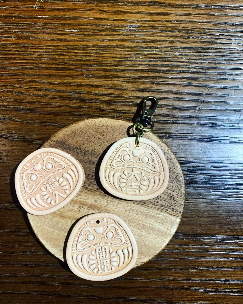 手工皮革达摩祝愿匙扣 - 钥匙链/钥匙包 - 真皮 白色