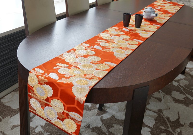 和服带桌旗 TR004 - 餐垫/桌巾 - 丝．绢 橘色