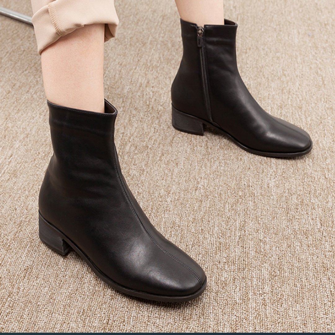 SPUR Basic Slim Ankle QA7026 黑色 - 女款短靴 - 人造皮革 