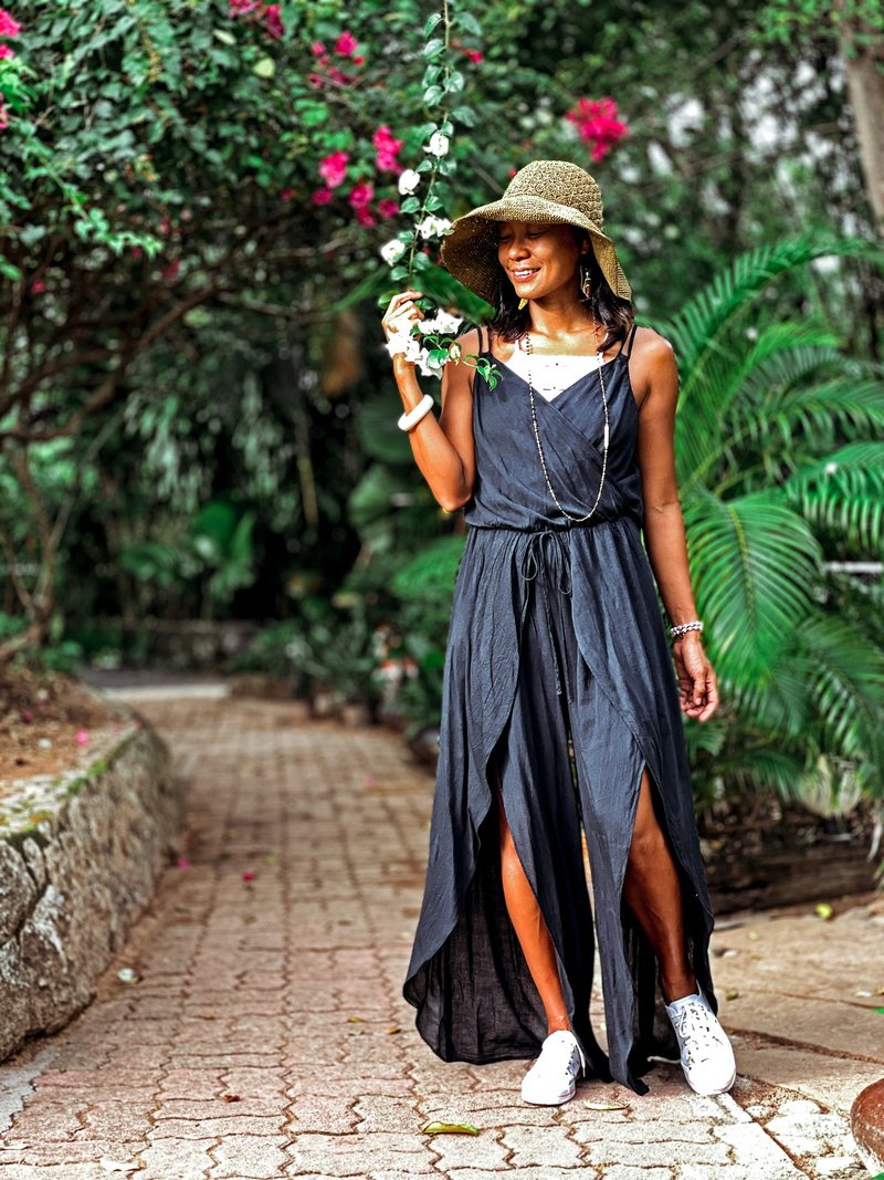 黑色连身裤 黑色棉质连身裤 黑色连衣裤  黑色连身裤连衣裙 - 背带裤/连体裤 - 其他材质 