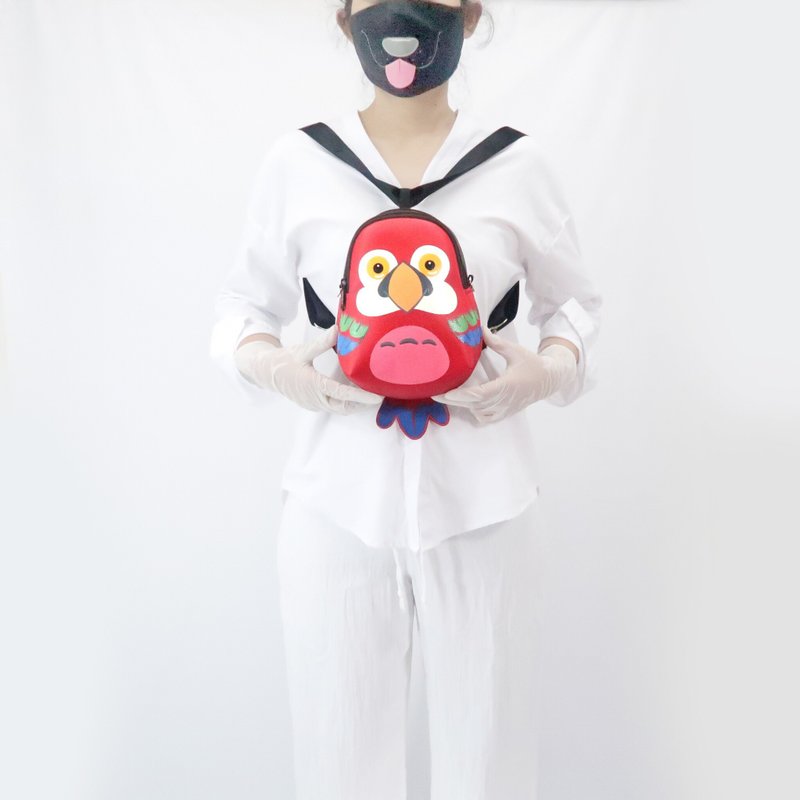 Scarlet Macaw mini backpack , crossbody bag, backpack for animals lovers. - 后背包/双肩包 - 人造皮革 红色