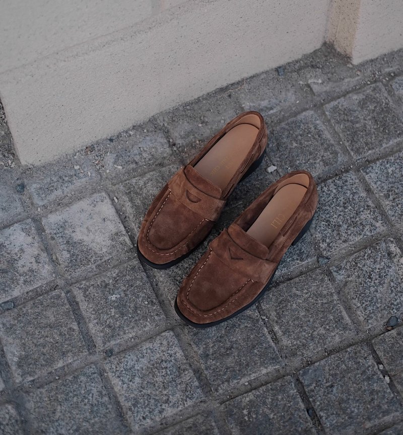 优雅多色 中跟复粗跟乐福鞋 手工製 - 女款牛津鞋/乐福鞋 - 真皮 多色