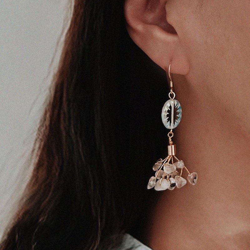 耳环 | Gleaming Vines 微光繁蔓 - 透白 - 耳环/耳夹 - 树脂 透明