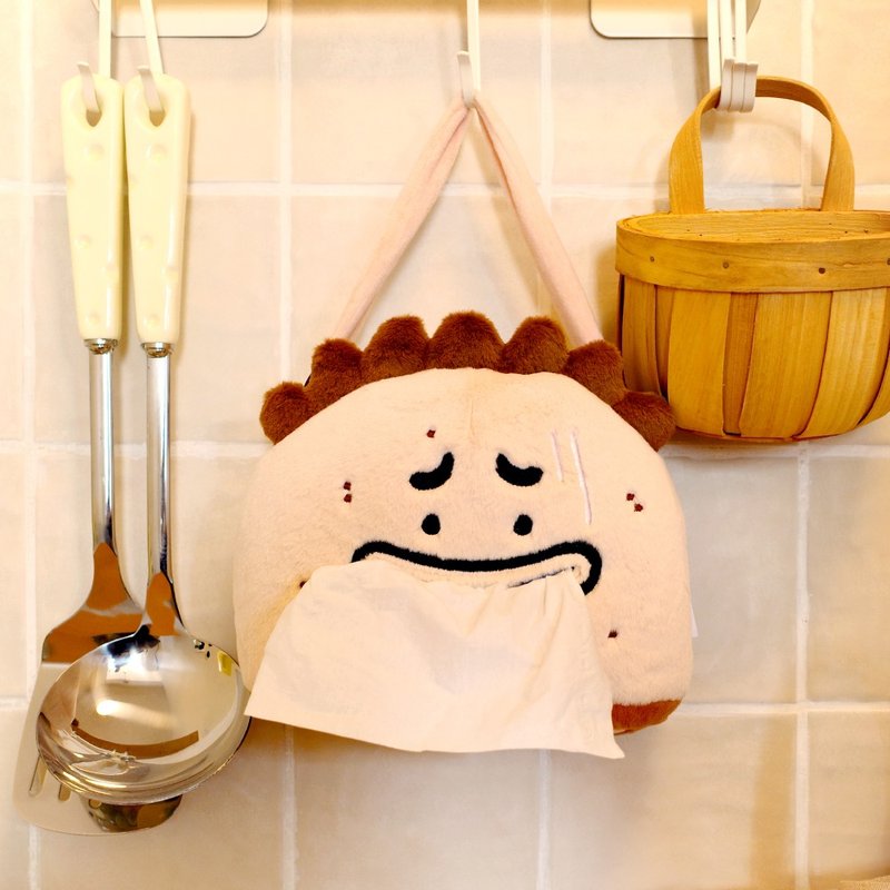 雨过山原创藕豆k毛绒纸巾收纳袋可爱搞怪车载纸抽袋挂式纸巾挂袋 - 纸巾盒 - 其他材质 