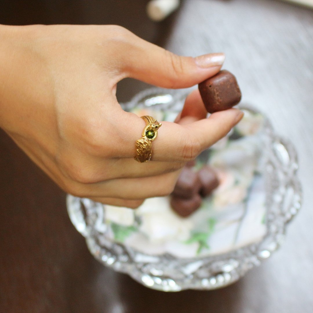 Tamias Ring RN164 Chipmunk ring - 戒指 - 其他金属 绿色