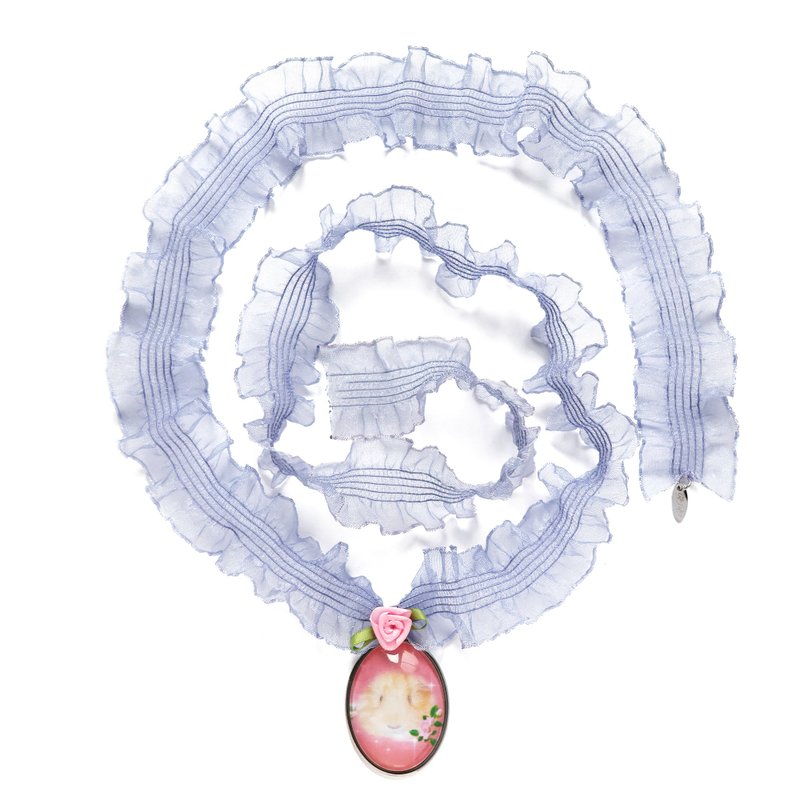 Pet Lace Muti Necklace_MUMU (Mist Blue) - 项链 - 不锈钢 蓝色