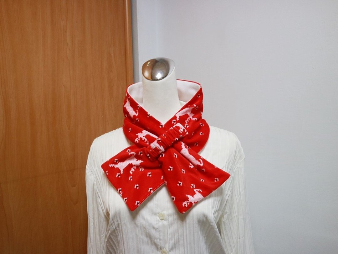 麋鹿 可调式短围巾.scarf 保暖围脖 双面双色大人.小孩均适 - 围巾/披肩 - 其他材质 红色