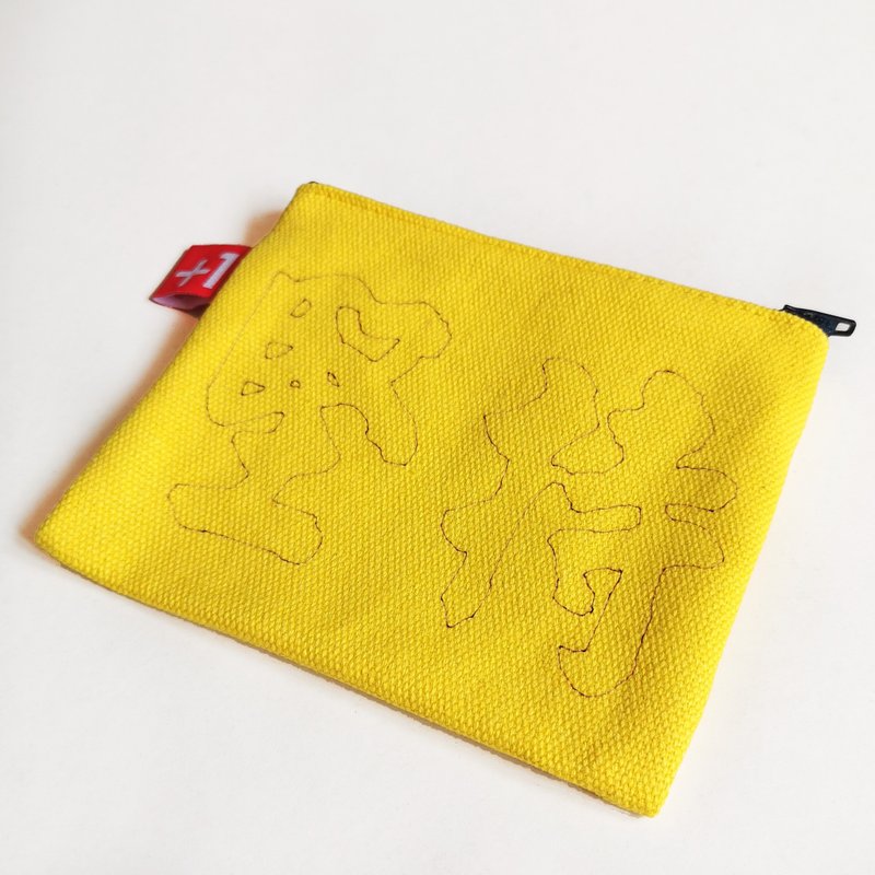 帆布散纸包 (坚持/HONG KONG!) - 零钱包 - 棉．麻 黄色