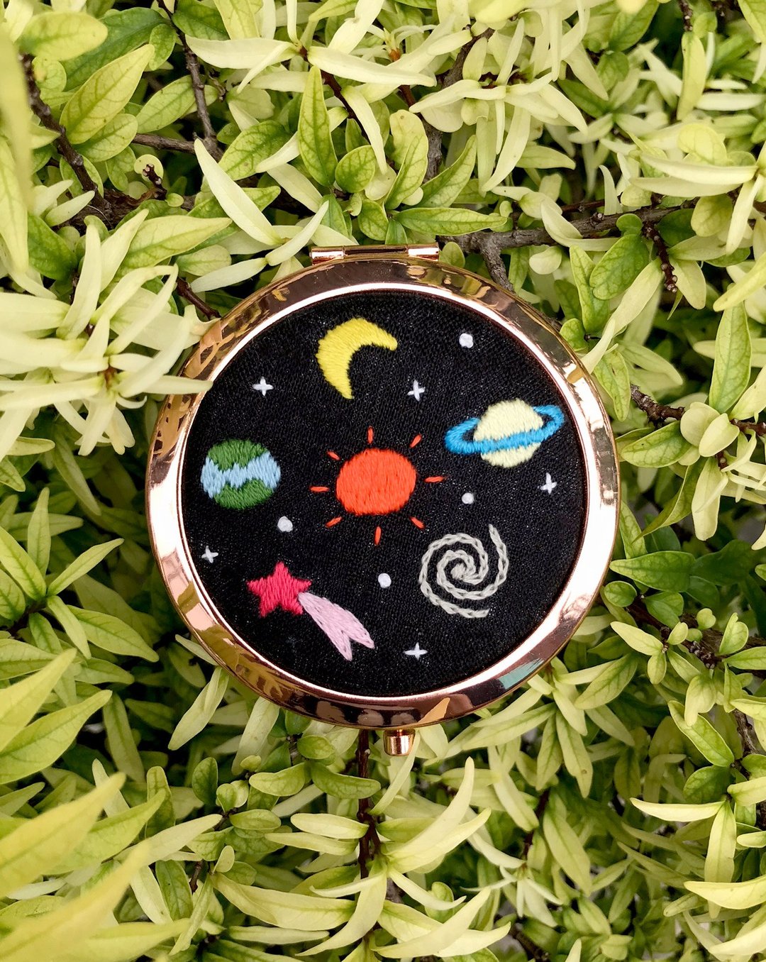 Pocket Mirrors / Galaxy in Pink Gold - 彩妆刷具/镜子/梳子 - 亚麻 黑色