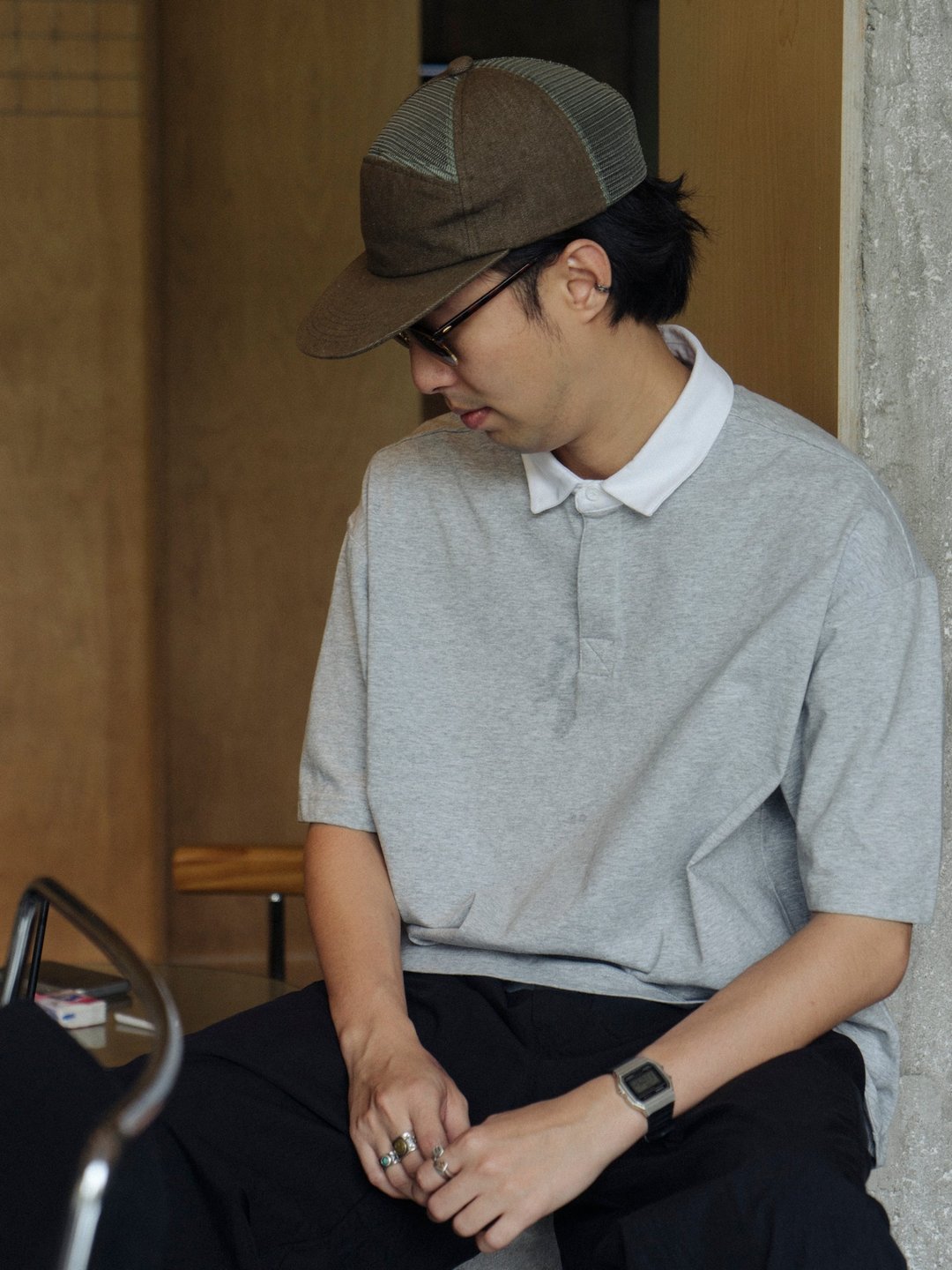 POLO 極簡休閒短袖 Cleanfit撞色翻領短TEE 寬鬆純色百搭Cityboy - 男装上衣/T 恤 - 棉 多色