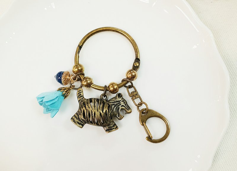 Paris*Le Bonheun。梦幻森林系列。老虎。彩色橡果花朵钥匙圈 - 吊饰 - 其他金属 多色