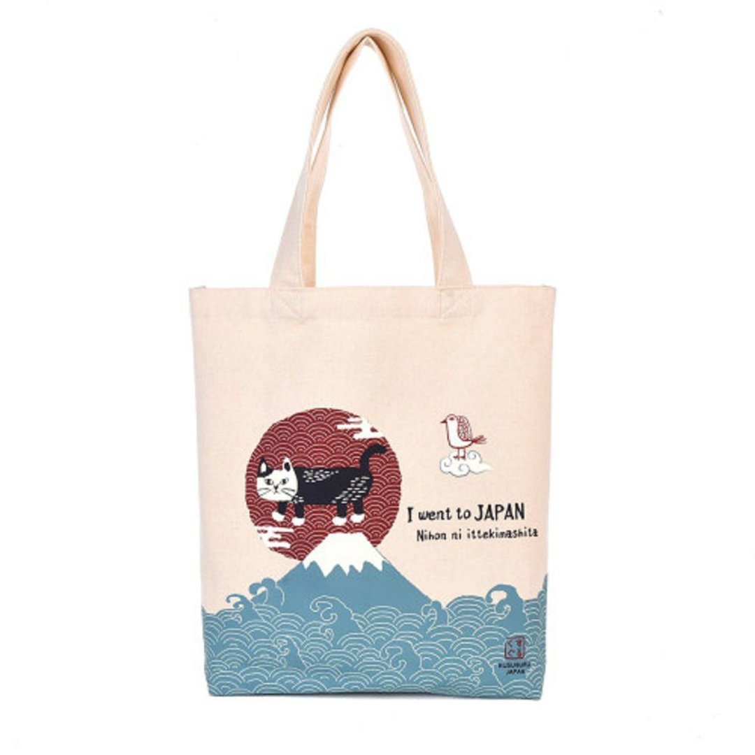 Kusuguru Japan帆布包 日本境内版限定 观光主题  富士山&町田君 - 手提包/手提袋 - 棉 白色