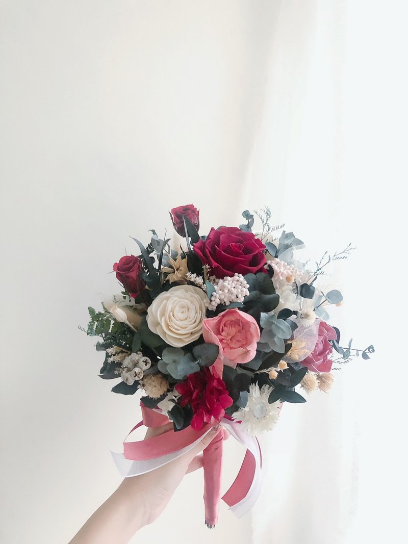永生花 永生玫瑰花 干燥花 新娘捧花 拍照花束 求婚花束 婚礼婚纱 - 干燥花/捧花 - 植物．花 红色