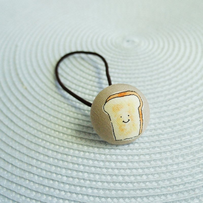 Lovely【日本布订制】午茶时光、白土司面包松紧发束、奶茶底色 - 发饰 - 棉．麻 咖啡色