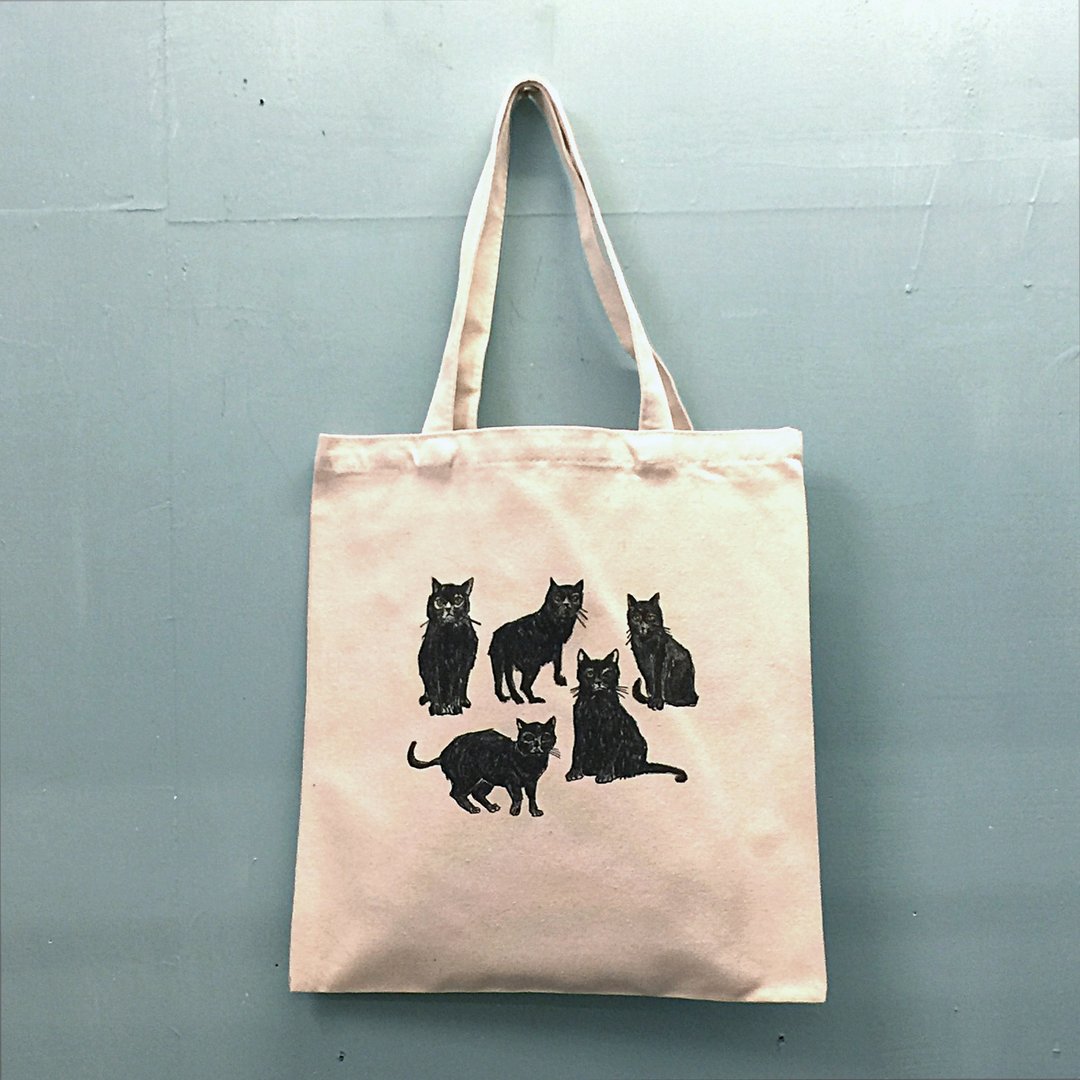 黑猫跟猎豹跟虫跟龙虾跟猪肉还有北极熊的帆布袋 - 侧背包/斜挎包 - 棉 白色