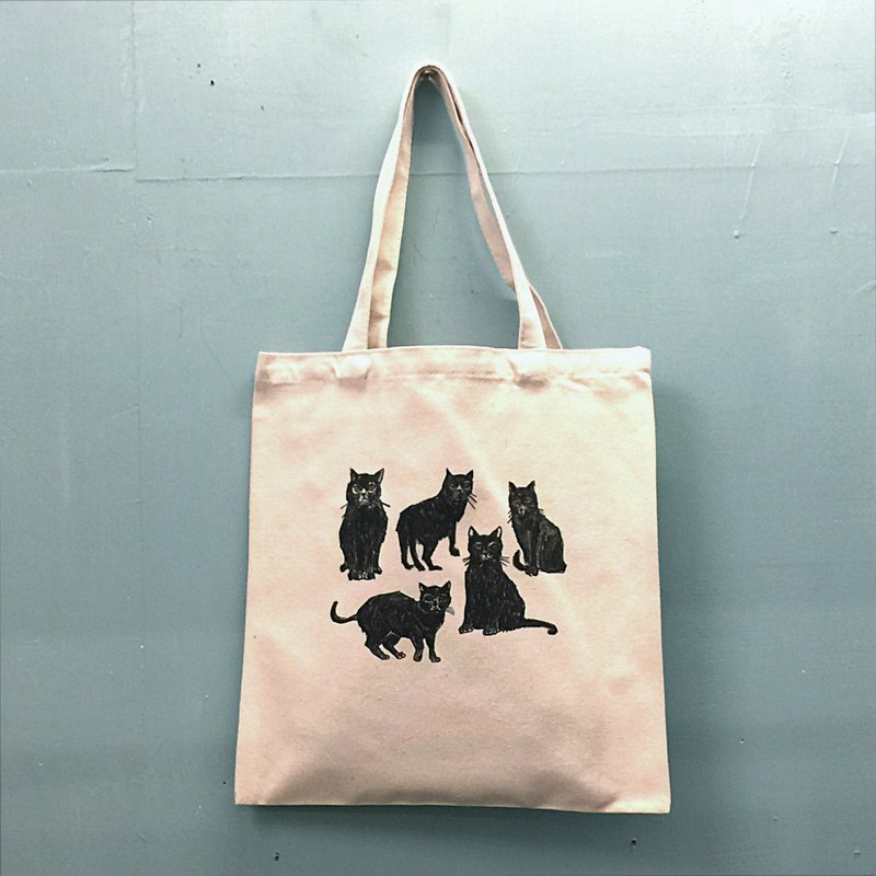 黑猫跟猎豹跟虫跟龙虾跟猪肉还有北极熊的帆布袋 - 侧背包/斜挎包 - 棉．麻 白色
