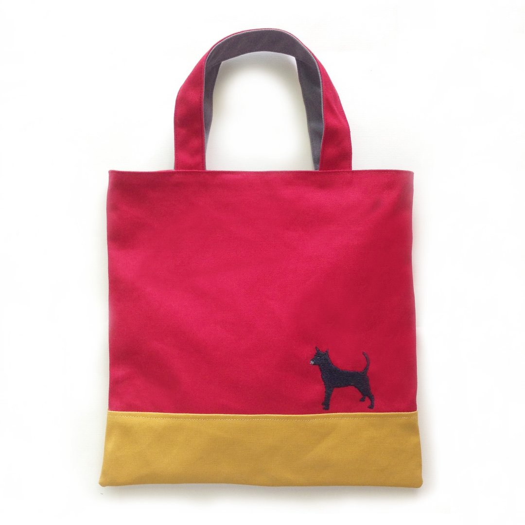 台湾犬-Tote Double Mini- Taiwan Dog/帆布托特包/刺绣/玩具袋 - 侧背包/斜挎包 - 棉 多色