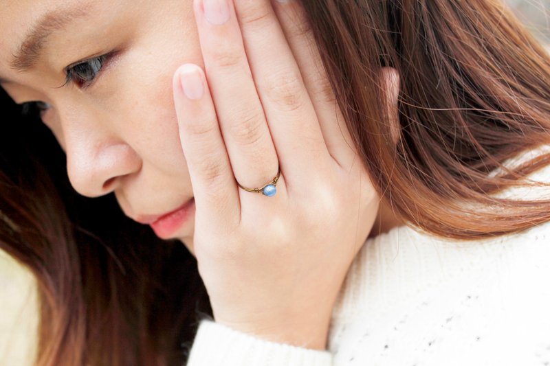 4mm蓝晶铜线戒指 （青铜） - 戒指 - 宝石 蓝色