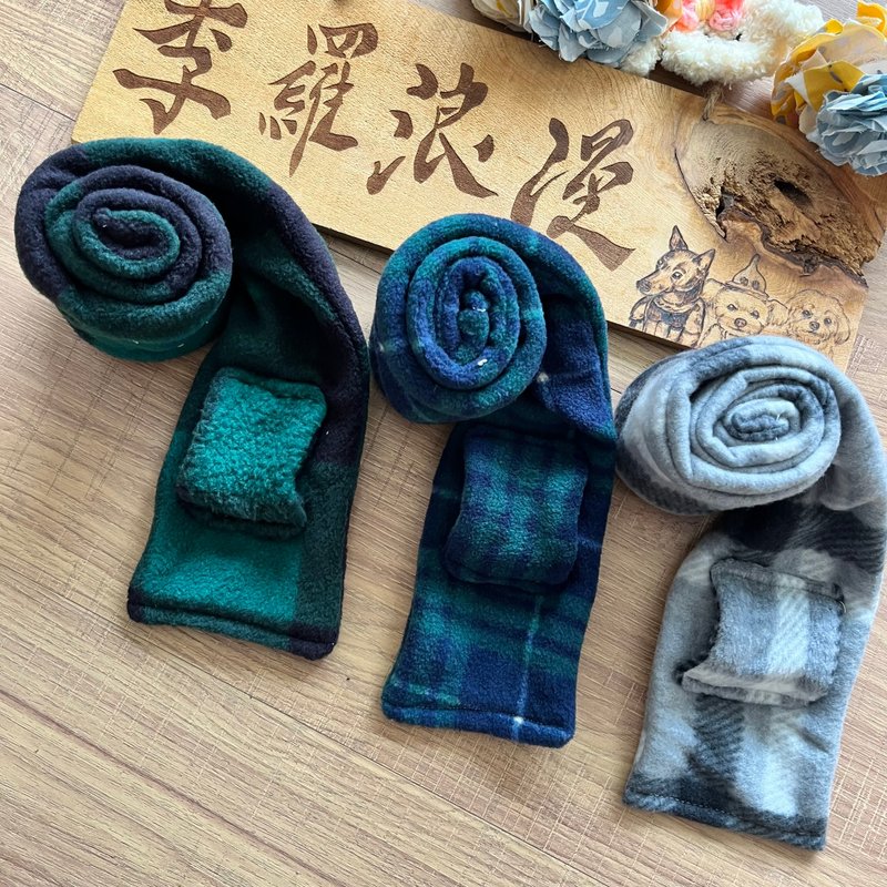 厚磅极暖手作脖围。大绿格.低调绿格 - 围巾/披肩 - 其他人造纤维 绿色