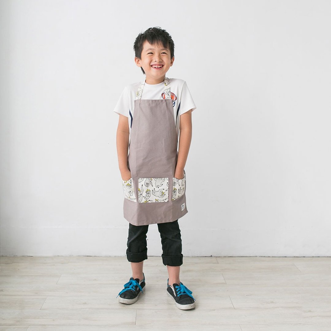树懒影分身之术 儿童款围裙 Way of the Sloth－Host of Apron (For Kids) - 围裙 - 棉 灰色