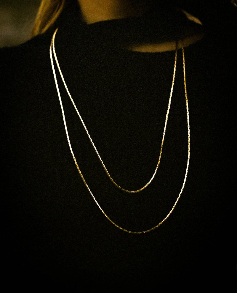 Two Chains 系列 蛇双条项链 18K金 - 项链 - 铜/黄铜 金色