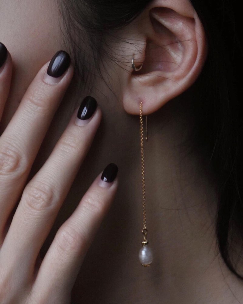 可调式天然珍珠耳链 - 耳环/耳夹 - 珍珠 