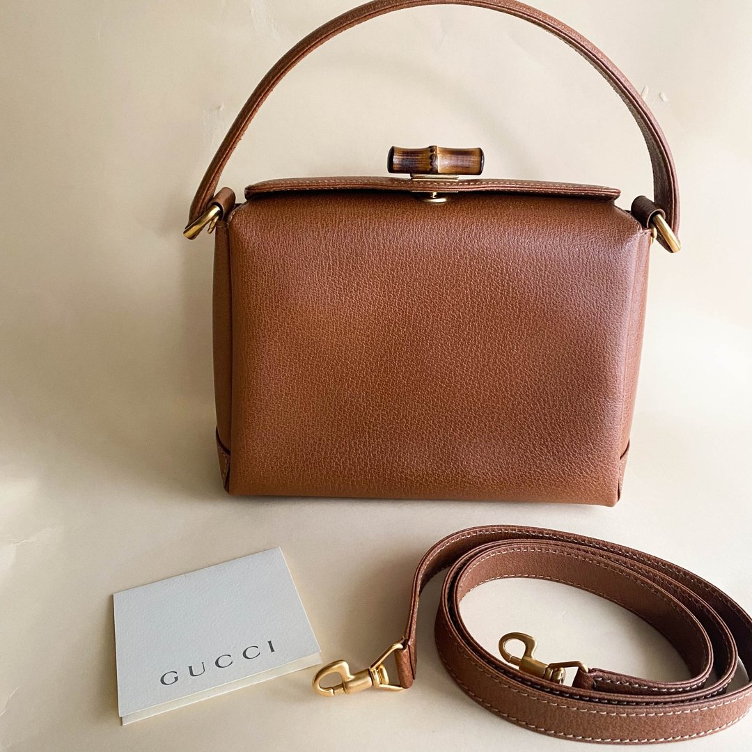 中古包Gucci|手提包|斜背包|单肩包|古董包|啡色手袋|Bamboo Bag - 手提包/手提袋 - 真皮 咖啡色