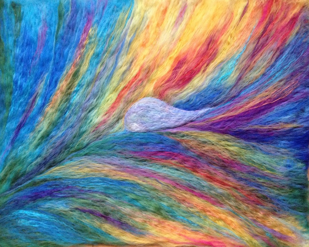 rainbow drop hand made felted wool art - wall art - 墙贴/壁贴 - 羊毛 多色