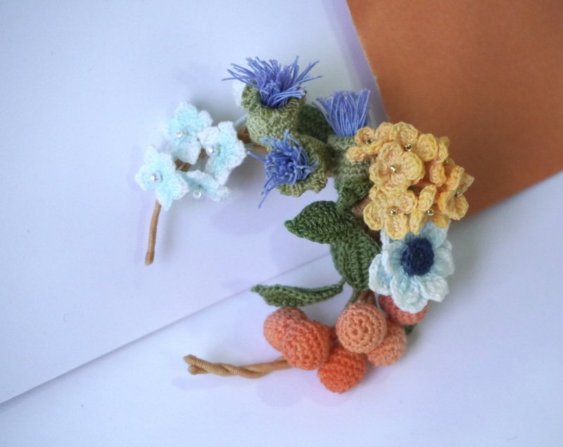 元森手作 大蓟花花环 钩织胸针 - 胸针 - 绣线 紫色