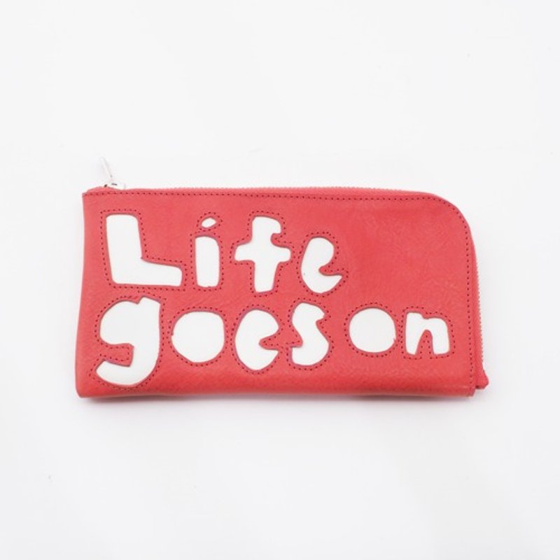 CowLeather LongWallet [life goes on] (red) 18×9/wallet/wl001life - 皮夹/钱包 - 真皮 
